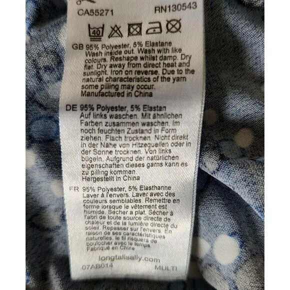 Long Tall Sally Blue black White Dots Womens Small Casual Long Sleeve Tunic - Picture 7 of 7